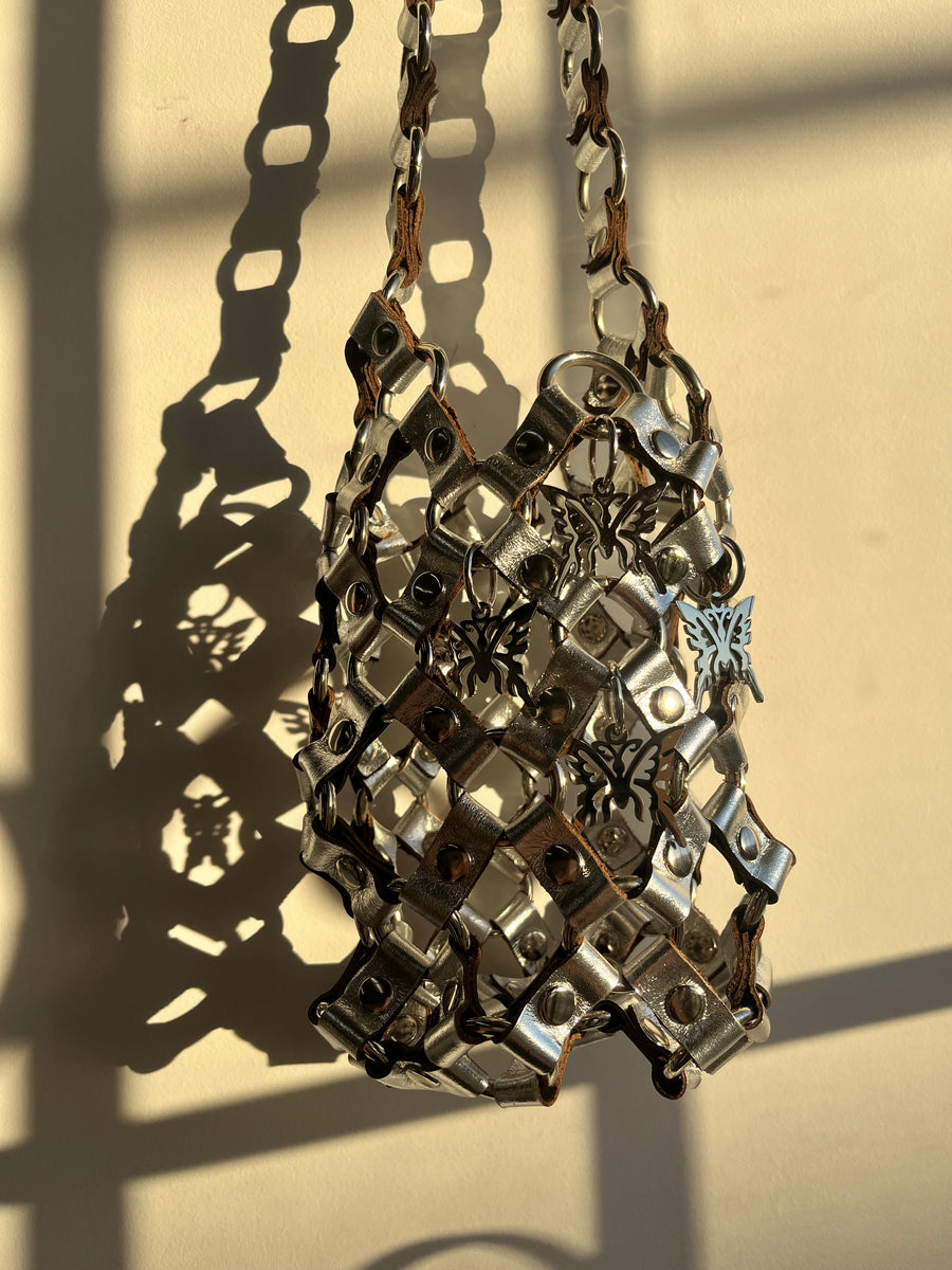 Butterfly Web Bucket Bag - Silver