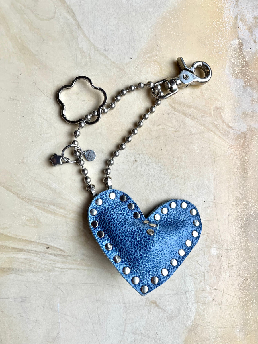 Key to my Heart Charm Blue Pebble