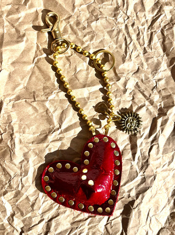 Key to my Heart Charm Patent Cherry
