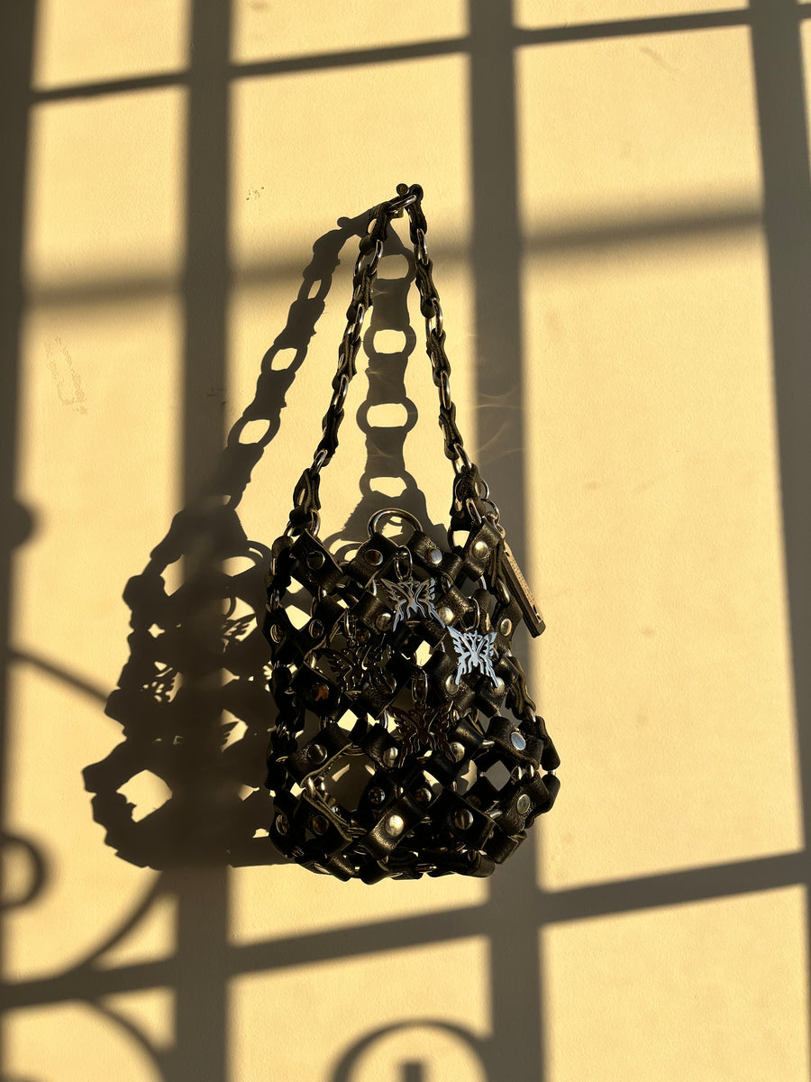 Butterfly Web Bucket Bag - Black