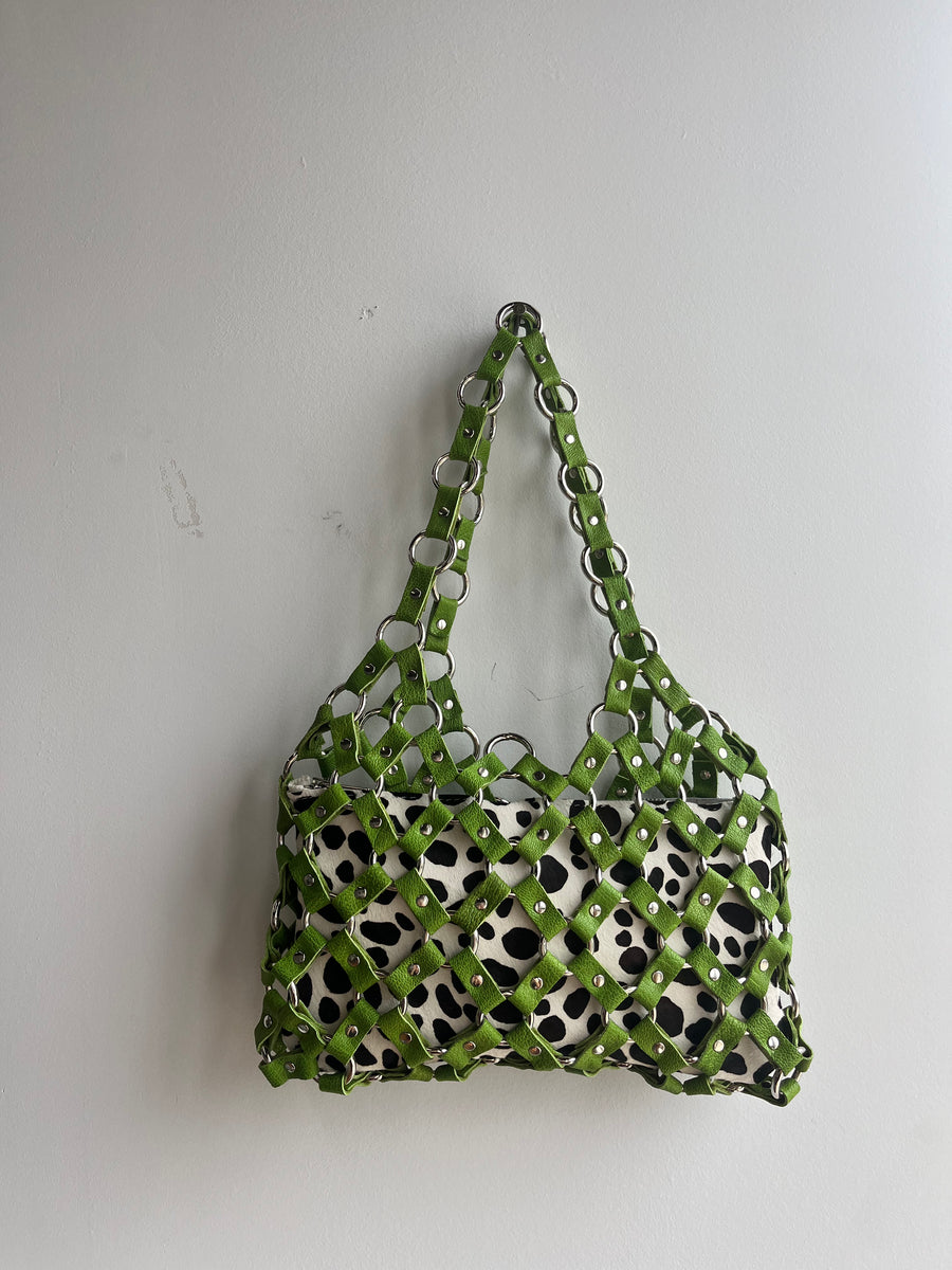 Isla Mesh Purse - Green Dalmation