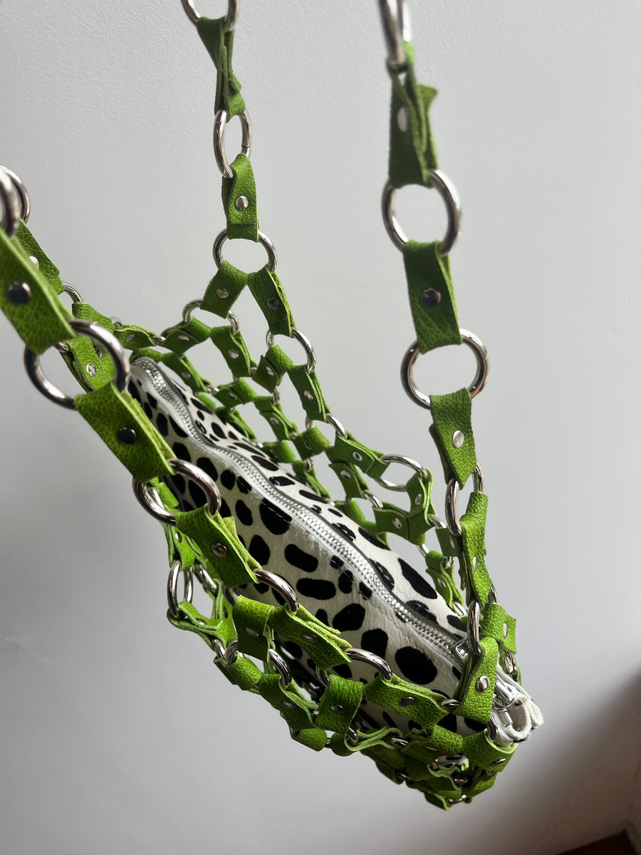 Isla Mesh Purse - Green Dalmation