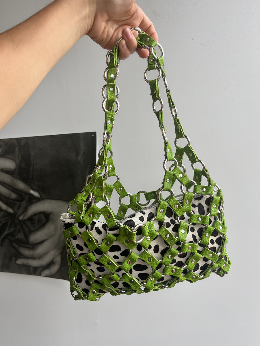 Isla Mesh Purse - Green Dalmation