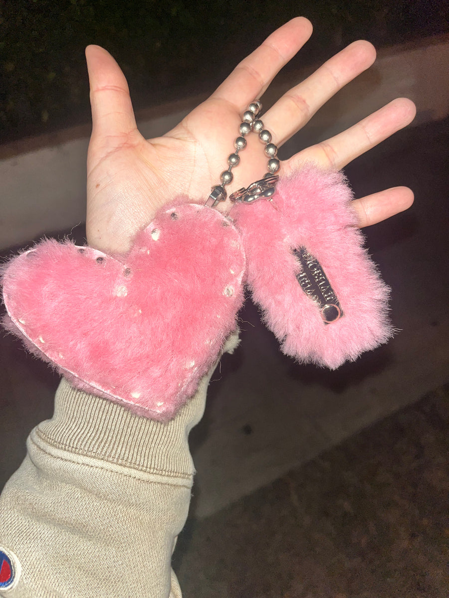 Puff Pink Key to my Heart Keychain