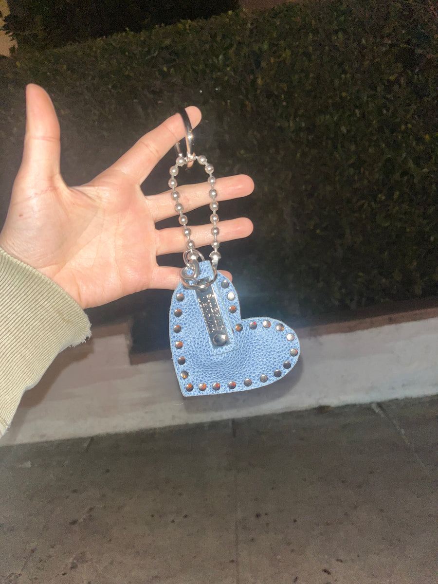 Blue Pebble Key to my Heart Keychain