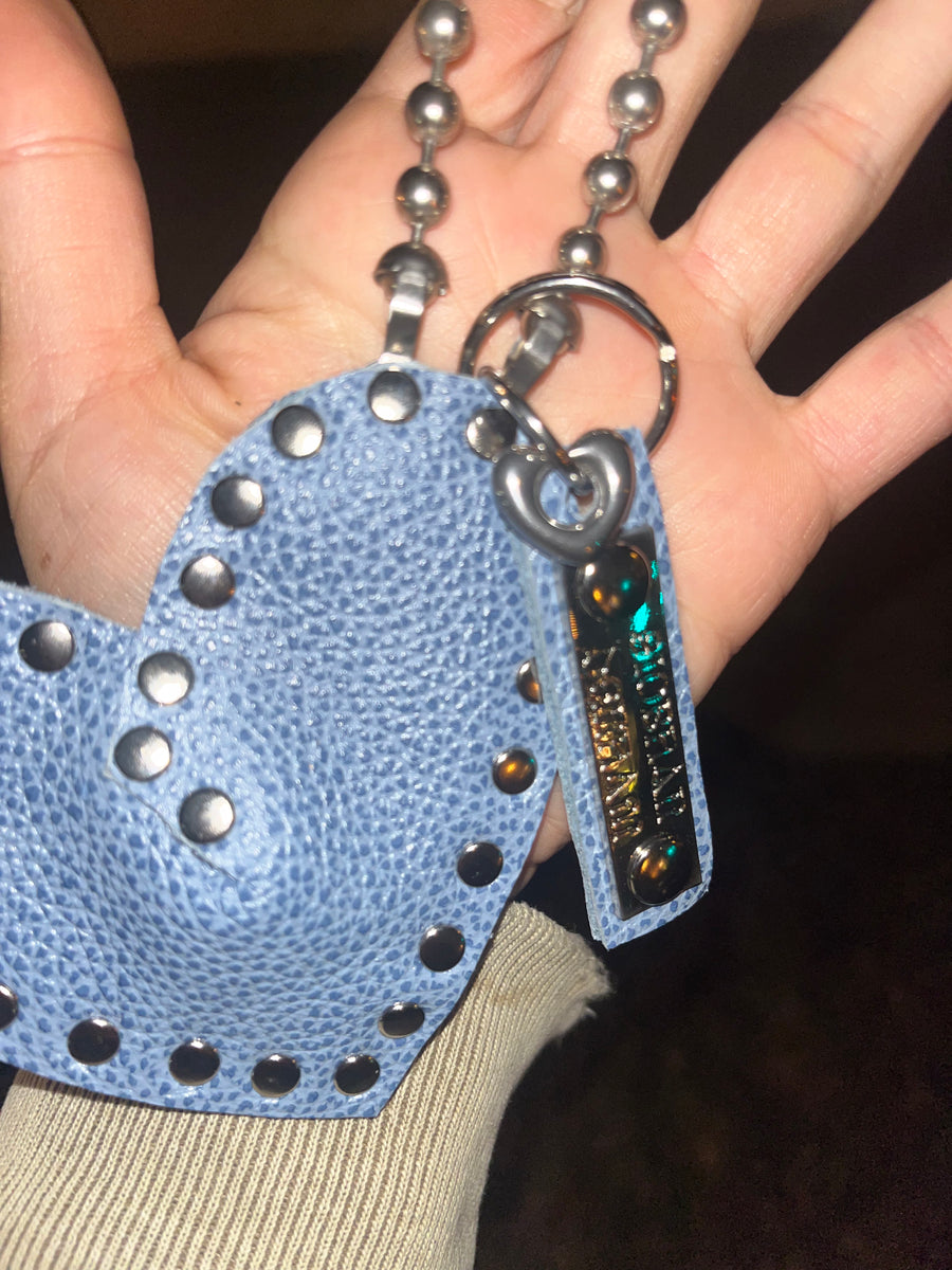 Blue Pebble Key to my Heart Keychain