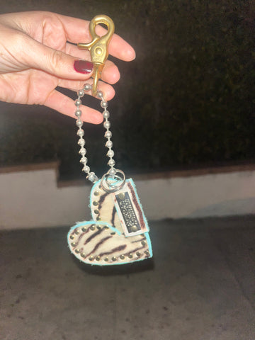 Tiger's Eye Key to my Heart Keychain